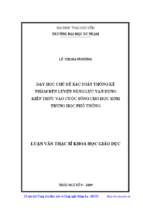 Dạy học chủ đề xác suất thống kê nhằm rèn luyện năng lực vận dụng kiến thức vào cuộc sống cho học sinh trung học phổ thông