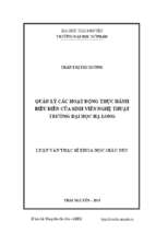 Quản lý các hoạt động thực hành biểu diễn của sinh viên nghệ thuật trường đại học hạ long