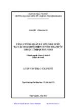 Tăng cường quản lý vốn nhà nước tại các doanh nghiệp có vốn nhà nước thuộc tỉnh quảng ninh