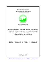 đánh giá công tác giải phóng mặt bằng một số dự án trên địa bàn thành phố uông bí tỉnh quảng ninh