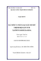 đặc điểm và phân loại giảm trí nhớ ở bệnh nhân lớn tuổi tại phòng khám đa khoa