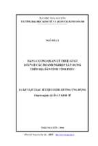 Tăng cường quản lý thuế giá trị gia tăng đối với các doanh nghiệp xây dựng trên địa bàn tỉnh vĩnh phúc