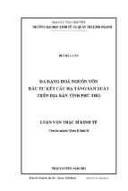 đa dạng hóa nguồn vốn đầu tư kết cấu hạ tầng sản xuất trên địa bàn tỉnh phú thọ