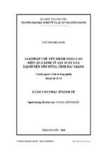 Giải pháp chủ yếu nhằm nâng cao hiệu quả kinh tế sản xuất lúa tại huyện yên dũng tỉnh bắc giang