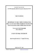 đổi mới đầu tư phát triển cơ sở hạ tầng phục vụ sản xuất nông nghiệp từ nguồn vốn ngân sách nhà nước ở tỉnh thái nguyên