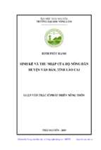 Sinh kế và thu nhập của hộ nông dân huyện văn bàn tỉnh lào cai