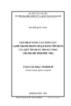 Giải pháp nâng cao năng lực cạnh tranh trong hoạt động tín dụng của quỹ tín dụng trung ương chi nhánh tỉnh phú thọ