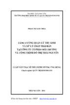 Tăng cường quản lý thu gom và xử lý chất thải rắn tại công ty cổ phần môi trường và công trình đô thị thái nguyên