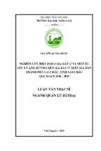 Nghiên cứu biến động giá đất ở và một số yếu tố ảnh hưởng đến giá đất ở trên địa bàn thành phố lai châu tỉnh lai châu giai đoạn 2016 2019