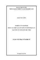 Nghiên cứu giải pháp nâng cao hiệu quả sử dụng nguồn nhân lực tại công ty xăng dầu bắc thái