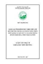 đánh giá tình hình thực hiện tiêu chí môi trường trong xây dựng nông thôn mới tại hai xã quy kỳ và xã linh thông huyện định hóa tỉnh thái nguyên