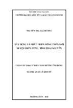 Xây dựng và phát triển nông thôn mới huyện phú lương tỉnh thái nguyên