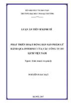 Phát triển hoạt động bán sản phẩm lữ hành qua internet của các công ty du lịch việt nam