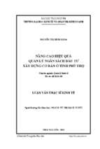 Nâng cao hiệu quả quản lý ngân sách đầu tư xây dựng cơ bản ở tỉnh phú thọ