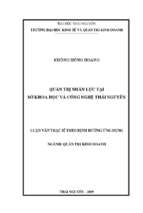 Quản trị nhân lực tại sở khoa học và công nghệ thái nguyên