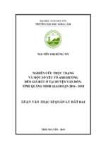 Nghiên cứu thực trạng và một số yếu tố ảnh hưởng đến giá đất ở tại huyện vân đồn tỉnh quảng ninh giai đoạn 2016 2018
