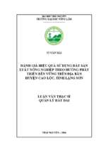 đánh giá hiệu quả sử dụng đất sản xuất nông nghiệp theo hướng phát triển bền vững trên địa bàn huyện cao lộc tỉnh lạng sơn