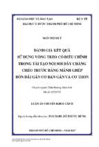 đánh giá kết quả sử dụng võng treo có điều chỉnh trong tái tạo nội soi dây chằng chéo trước bằng mảnh ghép bốn dải gân cơ bán gân và cơ thon