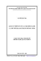 Quản lý thuế đối với các hộ kinh doanh cá thể trên địa bàn thành phố bắc ninh