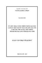 Tổ chức hoạt động nhóm trong dạy học lịch sử việt nam từ năm 1930 đến năm 1954 ở trường trung học phổ thông thành phố hạ long tỉnh quảng ninh