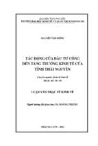 Tác động của đầu tư công đến tăng trưởng kinh tế của tỉnh thái nguyên