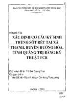 Xác định cơ cấu ký sinh trùng sốt rét tại xã thanh huyện hướng hoá tỉnh quảng trị bằng kỹ thuật pcr