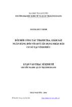 đổi mới công tác thanh tra giám sát ngân hàng đối với quỹ tín dụng nhân dân cơ sở tại vĩnh phúc