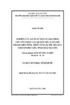 Nghiên cứu đề xuất một số giải pháp chủ yếu nhằm giải quyết việc làm cho thanh niên nông thôn vùng bị thu hồi đất ở huyện phổ yên tỉnh thái nguyên