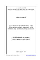 Quản lý rủi ro tín dụng tại ngân hàng nông nghiệp và phát triển nông thôn tỉnh phú thọ chi nhánh huyện thanh sơn