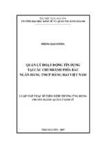 Quản lý hoạt động tín dụng tại các chi nhánh phía bắc ngân hàng tmcp hàng hải việt nam