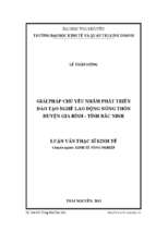 Giải pháp chủ yếu nhằm phát triển đào tào nghề lao động nông thôn huyện gia bình tỉnh bắc ninh