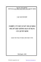 Nghiên cứu một số kĩ thuật khai phá dữ liệu không gian sử dụng cây quyết định