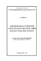 Giải pháp quản lý đổi mới chi ngân sách nhà nước trên địa bàn tỉnh thái nguyên