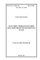 Hoàn thiện chính sách tài chính phát triển thị trường bất động sản hà nội
