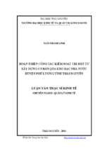 Hoàn thiện công tác kiểm soát chi đầu tư xây dựng cơ bản qua kho bạc nhà nước huyện phú lương tỉnh thái nguyên