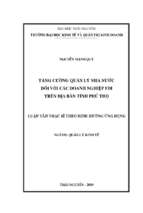 Tăng cường quản lý nhà nước đối với các doanh nghiệp fdi trên địa bàn tỉnh phú thọ