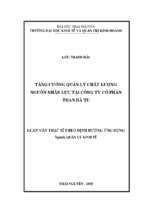 Tăng cường quản lý chất lượng nguồn nhân lực tại công ty cổ phần than hà tu