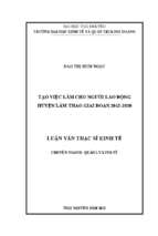 Tạo việc làm cho người lao động huyện lâm thao giai đoạn 2012 2013