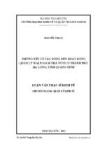 Những yếu tố tác động đến hoạt động quản lý ngân sách nhà nước ở thành phố hạ long tỉnh quảng ninh