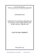 ảnh hưởng của đô thị hóa đến hiệu quả sử dụng đất nông nghiệp trên địa bàn huyện chợ mới tỉnh bắc kạn