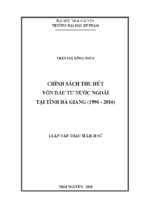 Chính sách thu hút vốn đầu tư nước ngoài tại tỉnh hà giang 1996 2016