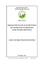 đánh giá công tác đấu giá quyền sử dụng đất tại một số dự án trên địa bàn huyện yên bình tỉnh yên bái