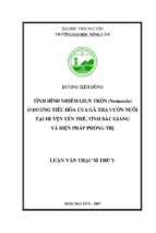 Tình hình nhiễm giun tròn nematoda ở đường tiêu hóa của gà thả vườn nuôi tại huyện yên thế tỉnh bắc giang và biện pháp phòng trị