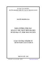 Tăng cường công tác quản lý thu thuế trên địa bàn huyện đại từ tỉnh thái nguyên