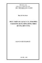 Phát triển du lịch ở các tỉnh phía nam đồng bằng sông hồng theo hướng bền vững