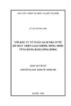 Vốn đầu tư từ ngân sách nhà nước để phát triển giao thông nông thôn vùng đồng bằng sông hồng