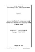 Quản lý thuế đối với các doanh nghiệp có vốn đầu tư nước ngoài tại cục thuế tỉnh bắc ninh