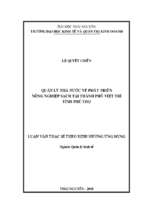 Quản lý nhà nước về phát triển nông nghiệp sạch tại thành phố việt trì tỉnh phú thọ