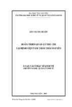 Hoàn thiện quản lý thu chi tại bệnh viện tâm thần thái nguyên