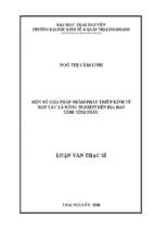 Một số giải pháp nhằm phát triển kinh tế hợp tác xã nông nghiệp trên địa bàn tỉnh vĩnh phúc